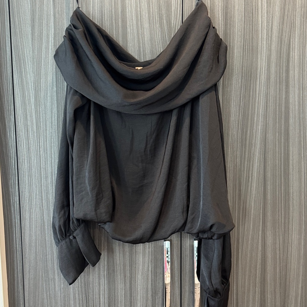 Free People Black Draped Blouse